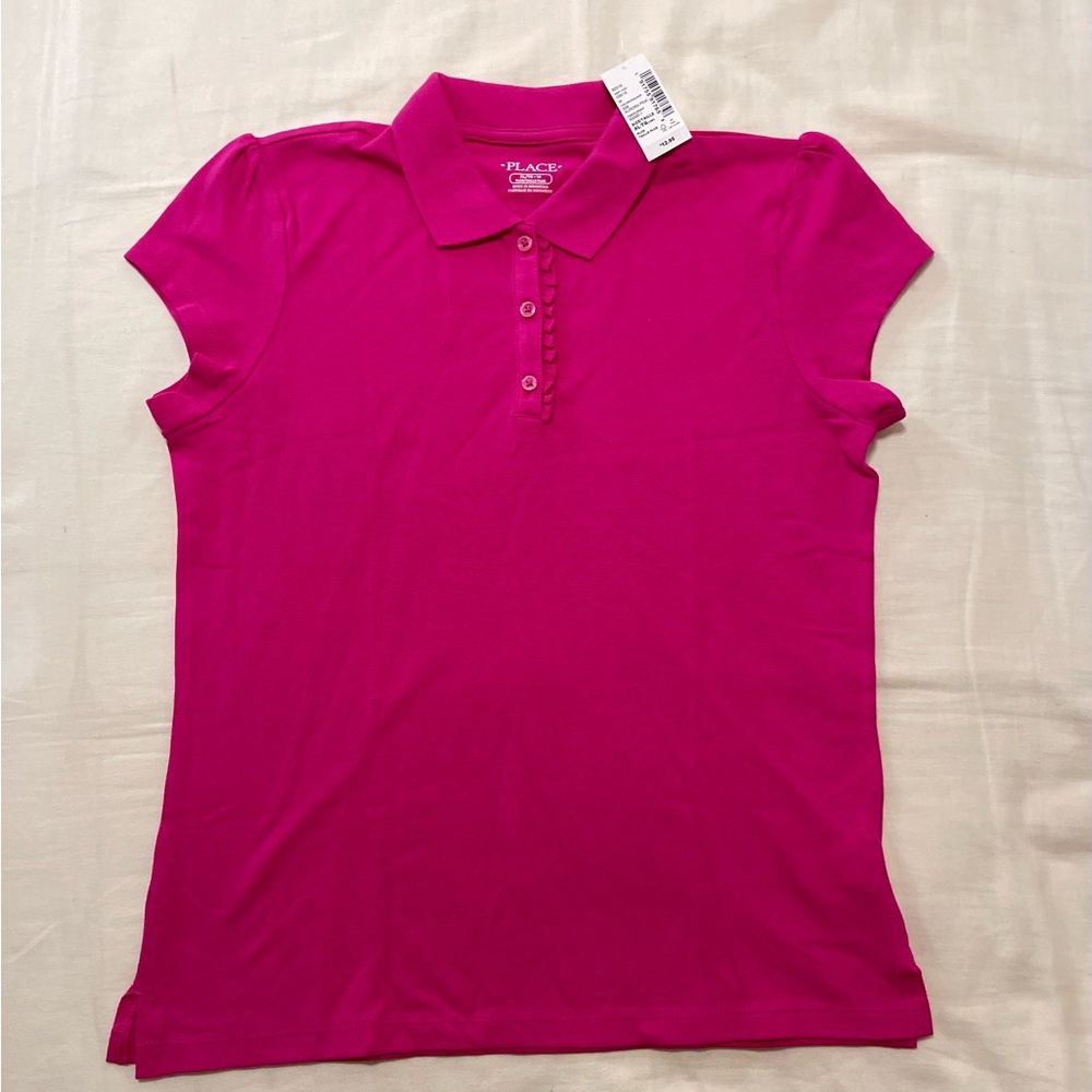 BUNDLE-Girls Children’s Place Ruffle Pique Polo Uniform 3 Shirts Size 14. NWT.